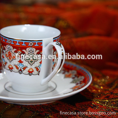 110CC Luxury Fine White Porcelain Ceramic Espresso Cups and Saucers